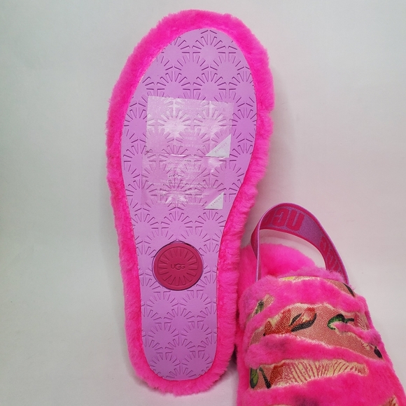 UGG Fluff Yeah Tiger Flower Womens Fluffy Slippers Pink UGGS 1127055 NEW - Picture 7 of 8